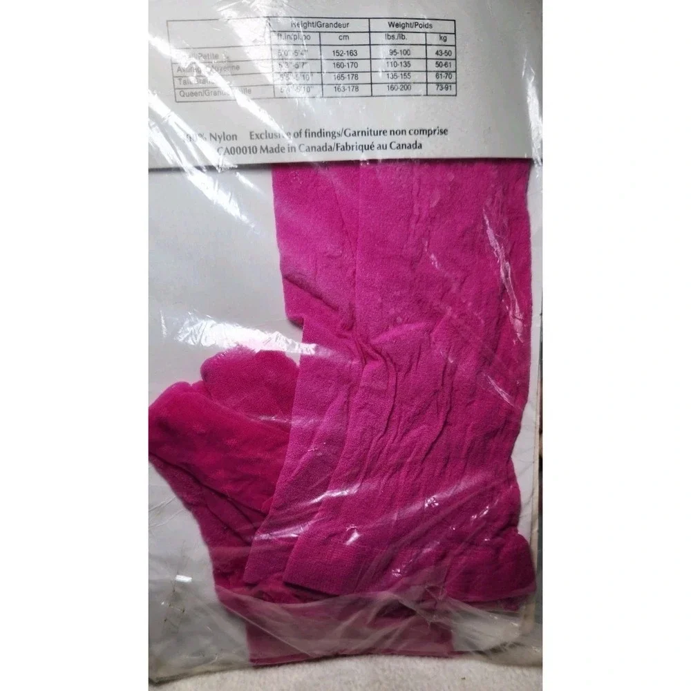 Vtg VANITY FAIR Sheer Stockings Pantyhose Tall Large Pink Fuschia Nylon
